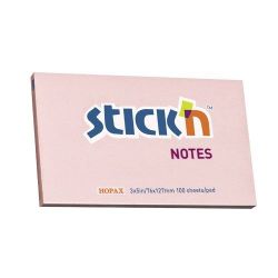 STICK N ntapad jegyzettmb STICK`N 76x127mm pasztell pink 100 lap