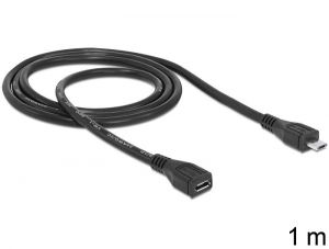 DeLock Extension cable USB 2.0 type Micro-B male > USB 2.0 type Micro-B female 1m Black (83248)
