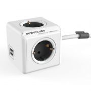 Allocacoc PowerCube Extended with USB 3m White/Grey (1407/DEEUPC)