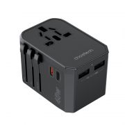  Choetech USB-C*2+A*2 (45W, fekete, travel, US,UK,EU,AU), tlt